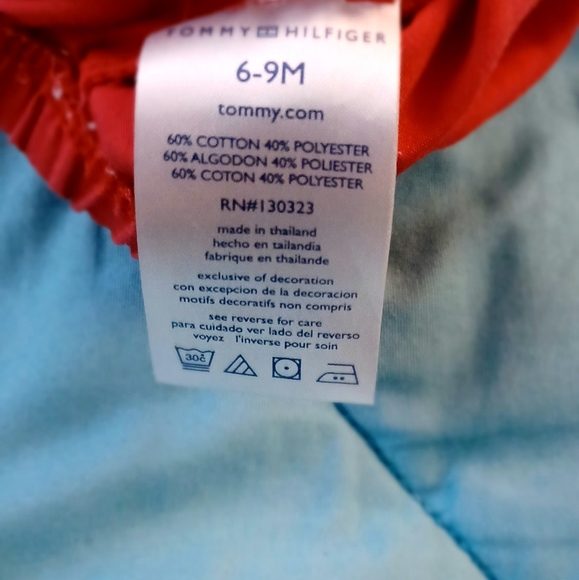 Tommy Hilfiger Red Diaper Cover 6-9 Months - Picture 3 of 4